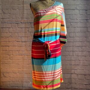 NWT New York & Company Multicolor One-Shoulder Dress